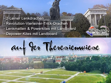 Kitesurf: Kiten & Drachenfliegen auf der Theresienwiese München - Kite Fly High - Community / Shop / Schule München