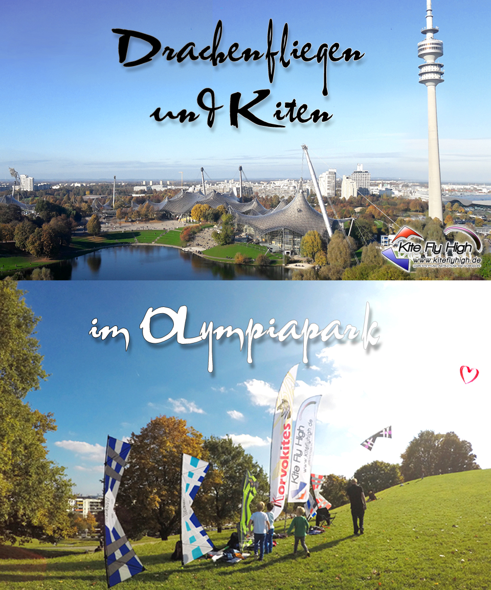 Kitesurf: Kiten & Drachenfliegen im Olypiapark München - Kite Fly High - Community / Shop / Schule München